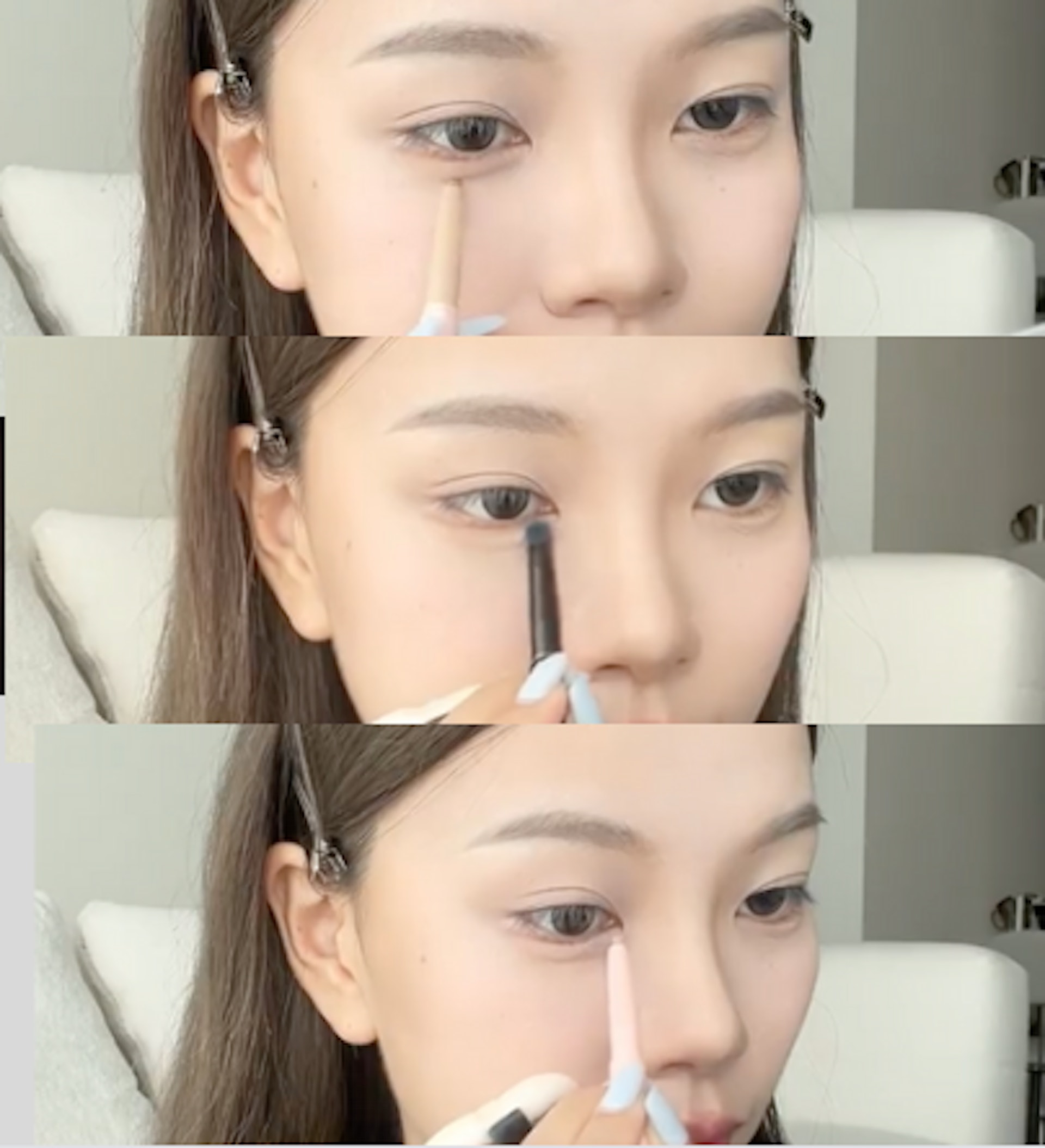 臥蠶放大眼晴。