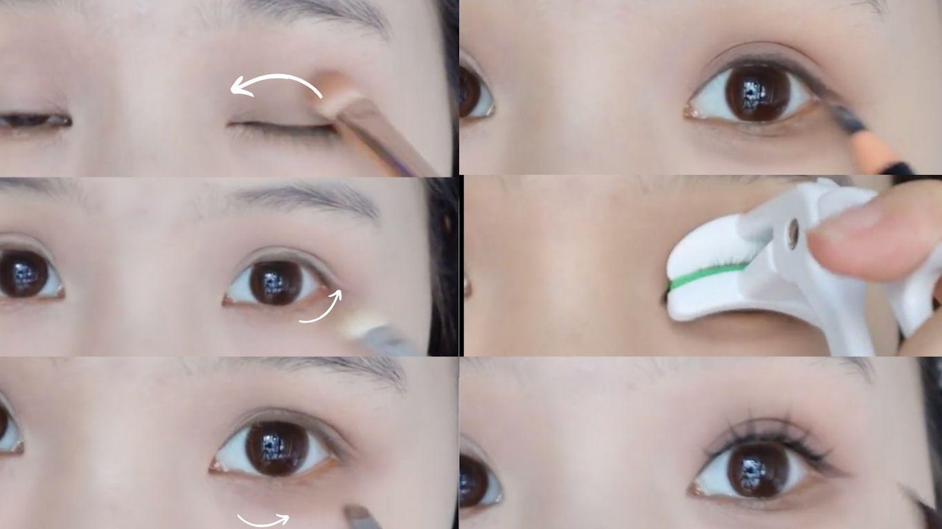 畫上內眼線並以眼線液打平地拉長眼形,再夾上眼睫毛。