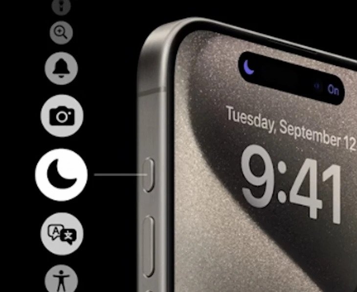 靜音鍵取消,改成自定義的「Action Button 動作按鈕。