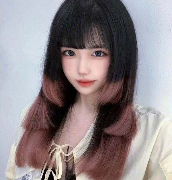 公主切+挑染