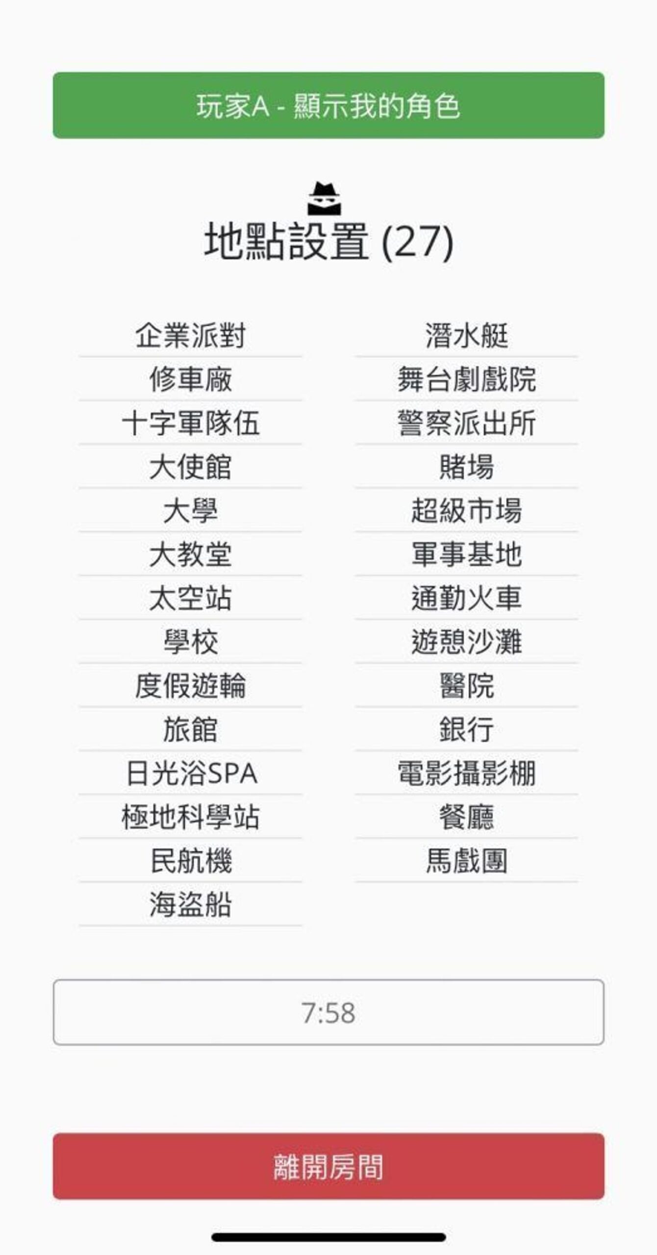 誰是間諜(spyfall、誰是臥底)