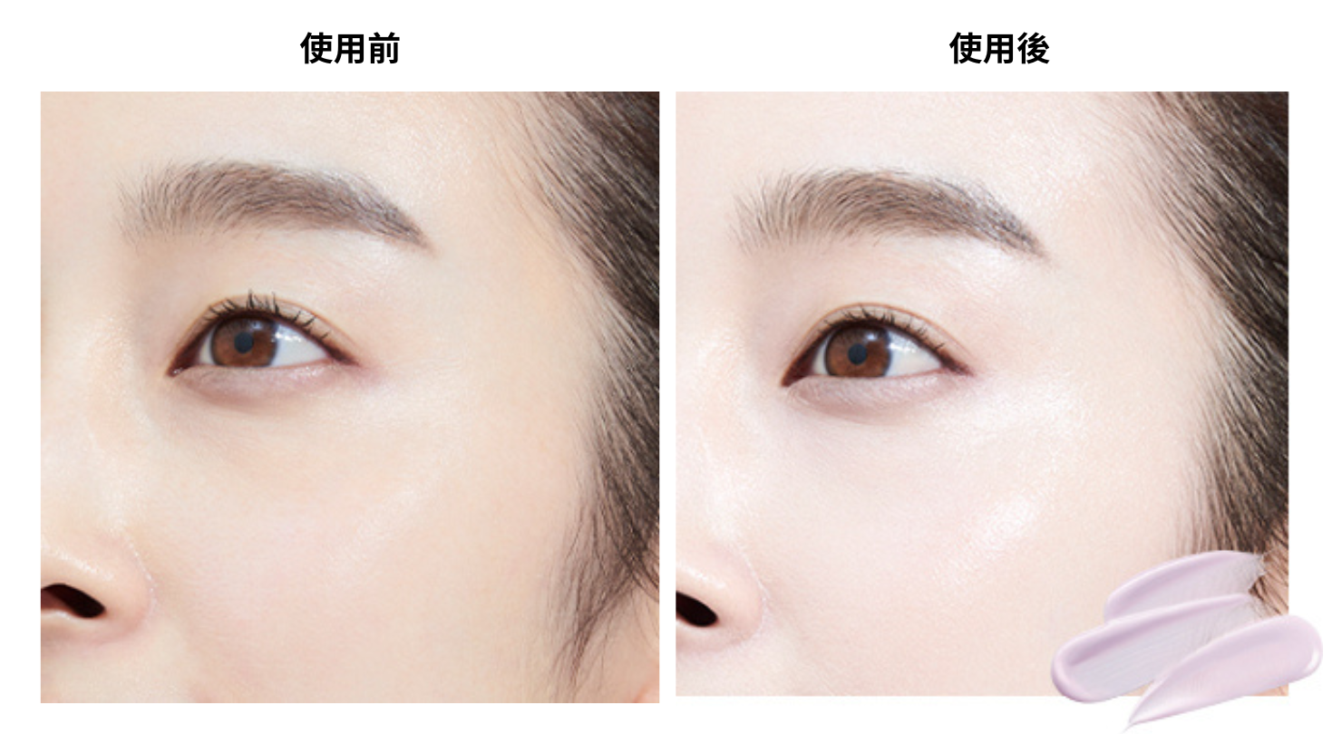使用後,肌膚明顯變得亮白細緻,有水光感。