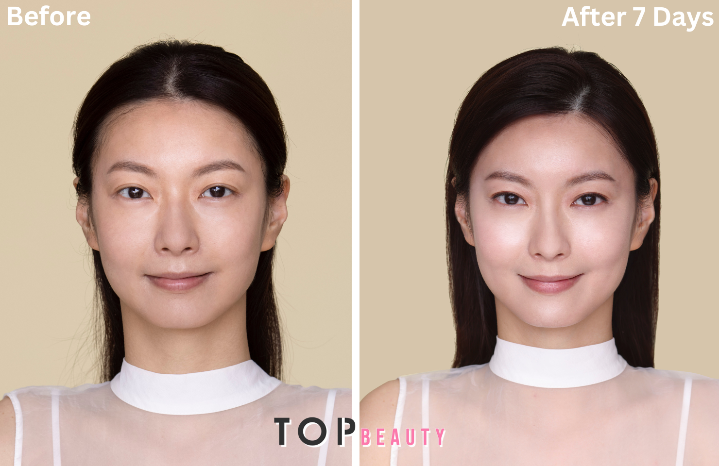 試用7天後，膚質全面提升，變得飽滿細緻有光澤。