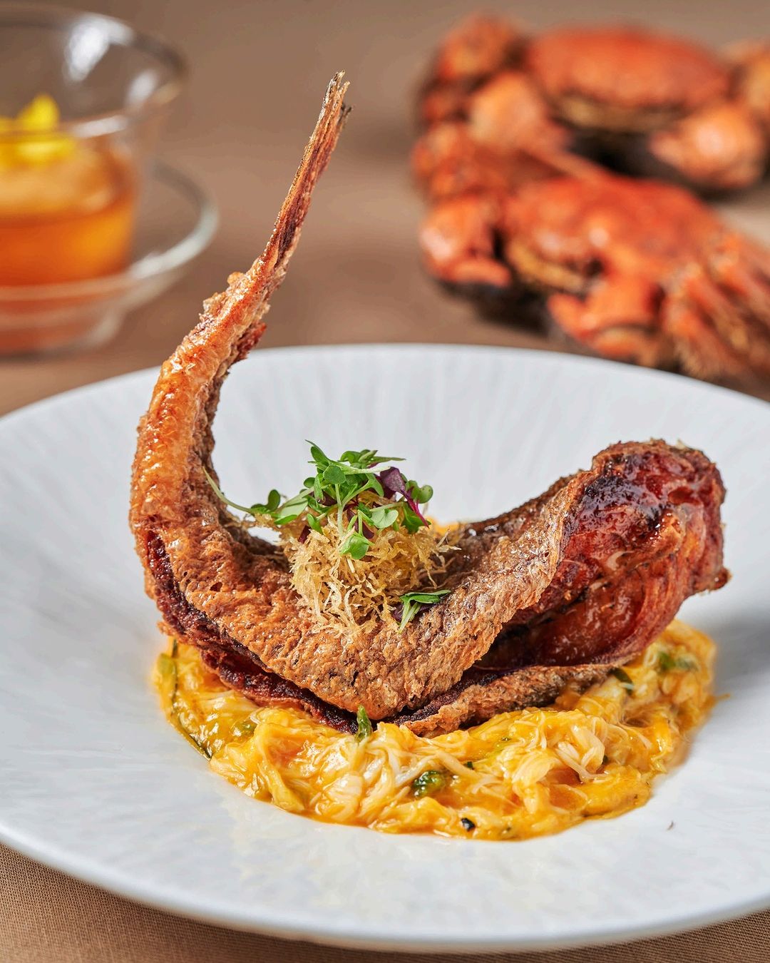 生拆蟹粉香煎小黃魚