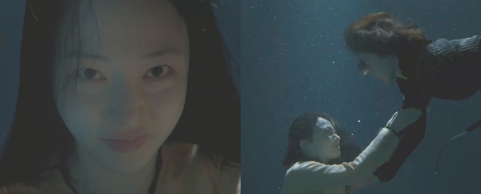 在「智媛」跳下水救「秀敏」之際,「秀敏」卻露出邪惡笑容,緊抓住「智媛」的手不讓她上岸。