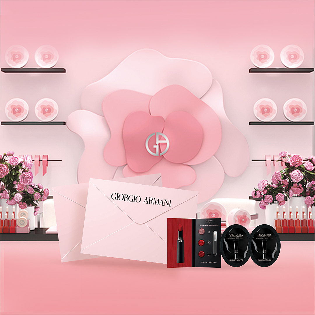限定花店舉行期間只需登記,即可免費獲得ARMANI皇牌美妝體驗裝。