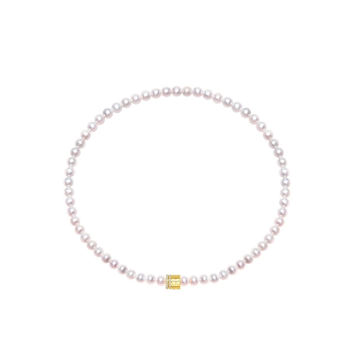 周大福傳福系列18K黃色黃金美鑽珍珠項鍊