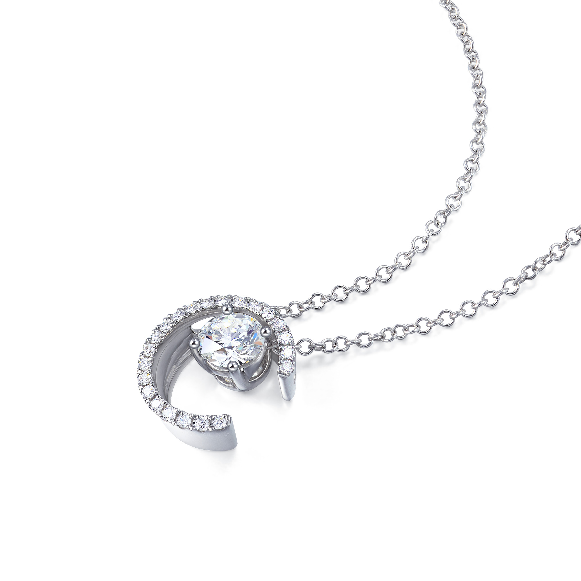 周生生Infini Love Diamond™ 光環系列18K 白色黃金鑽石套鏈