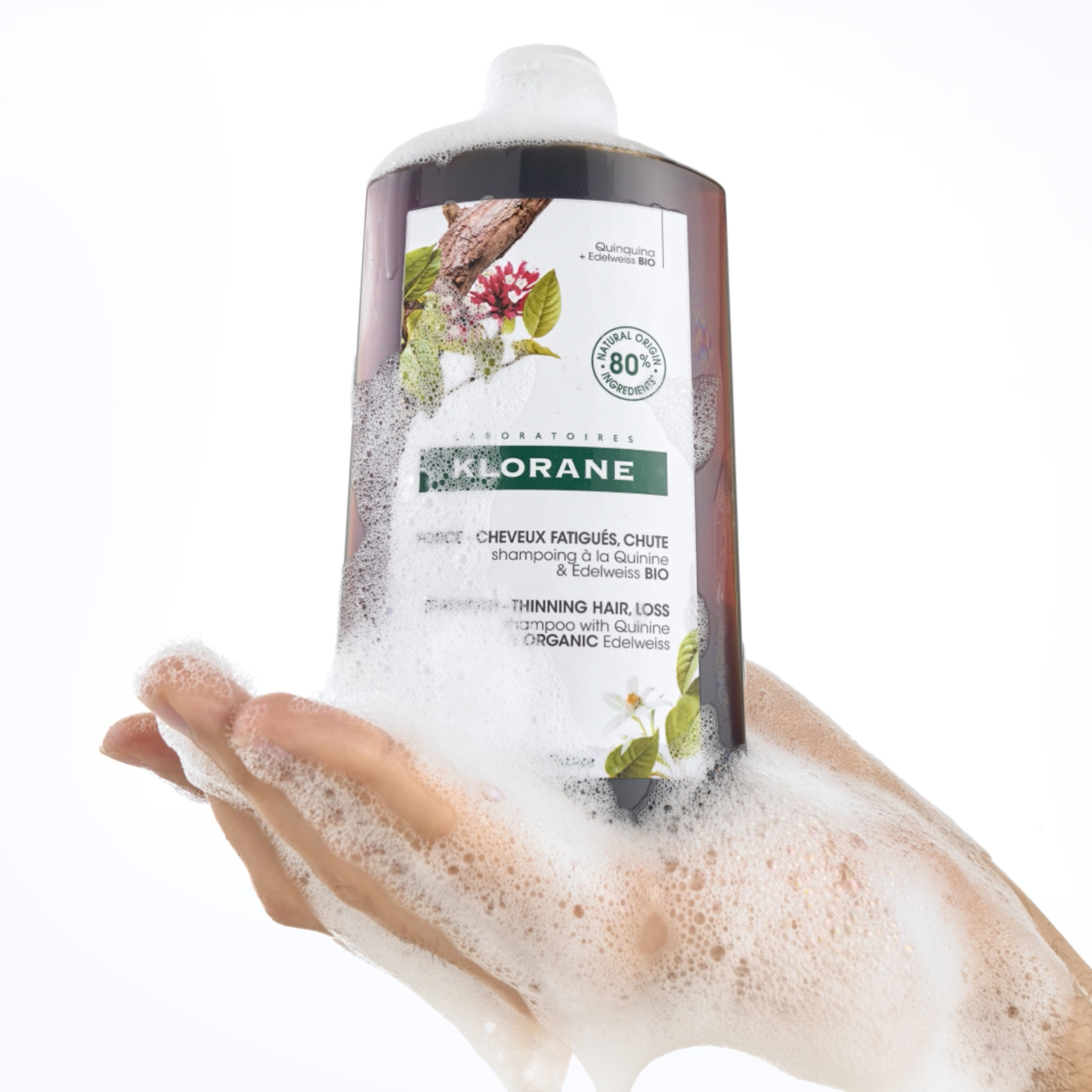 想更徹底改善脫髮問題，每天使用法國No.1³防脫髮洗髮水 — 金雞納及有機雪絨花防脫髮洗髮水。
