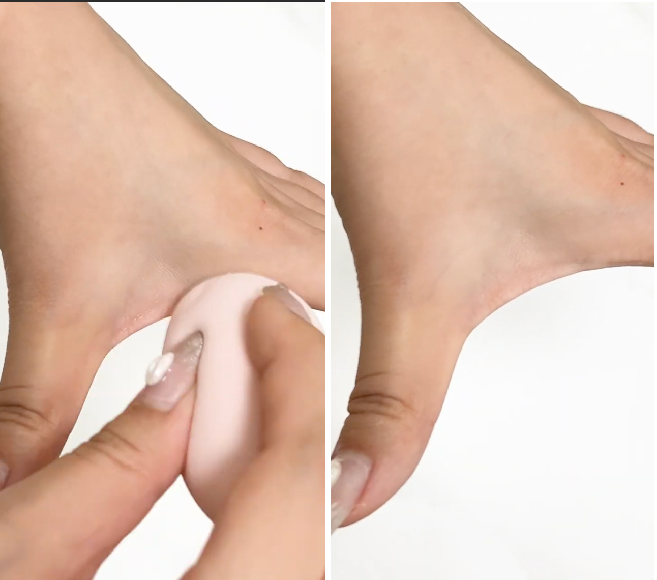 上粉底後效果:粉底貼服,出油量少。