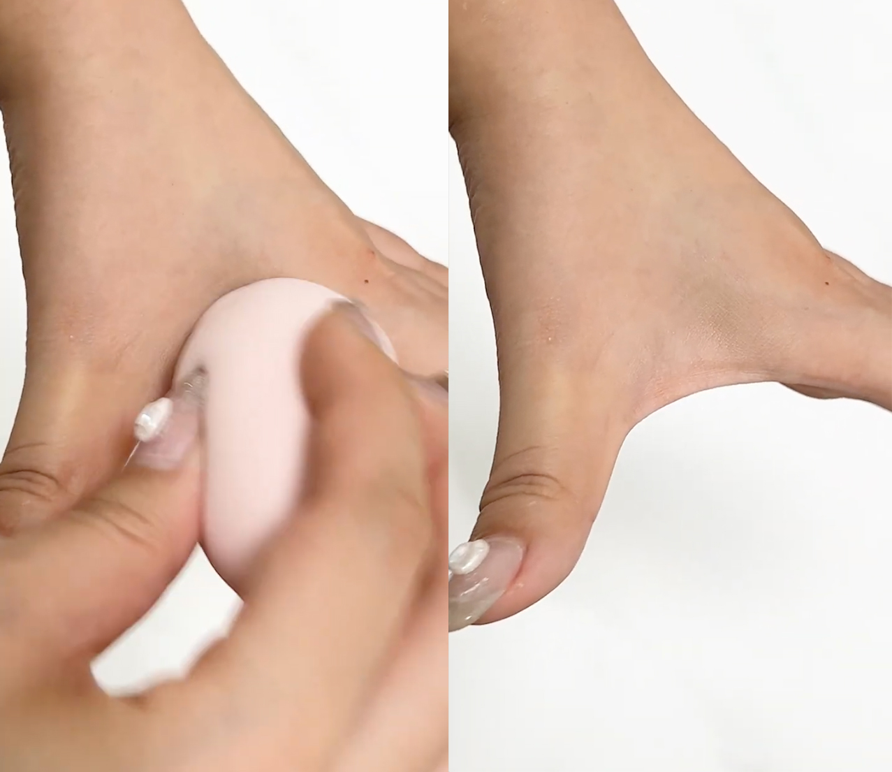 上粉底後效果:有控油效果,底妝貼服,不易卡粉。