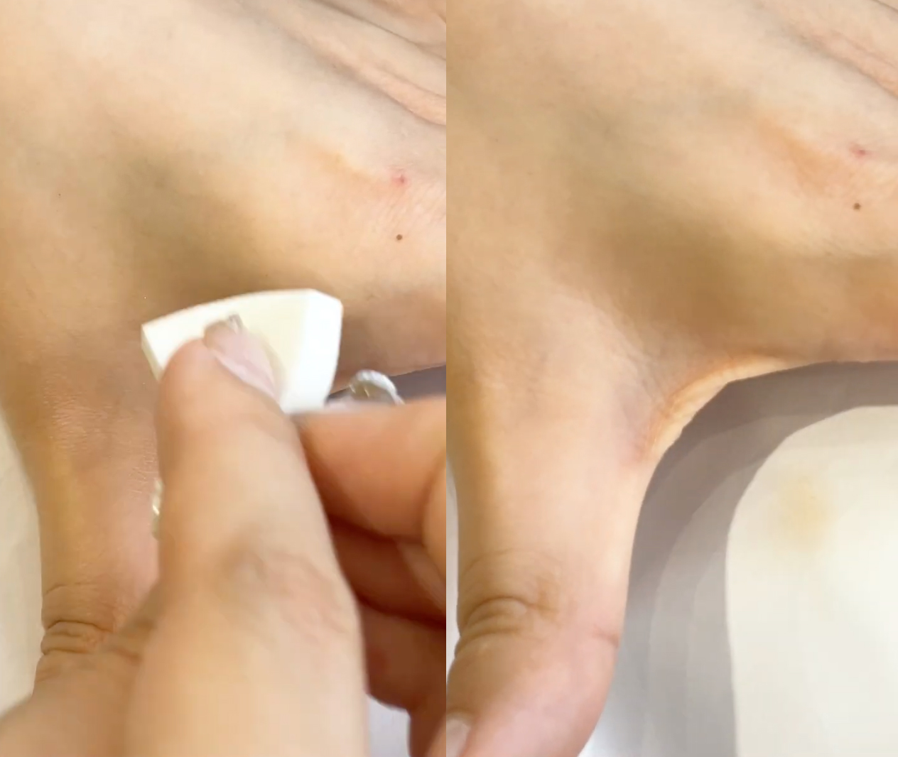 上粉底後效果:含有吸油粉末,防止油光、預防脫妝。