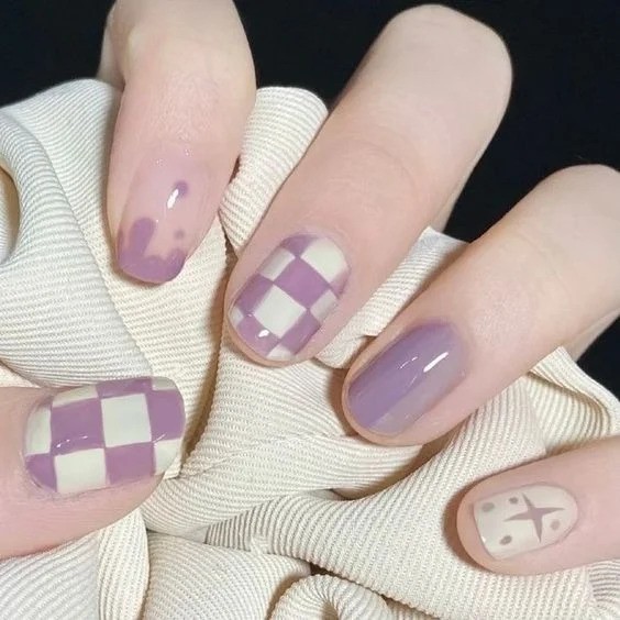棋盤格美甲