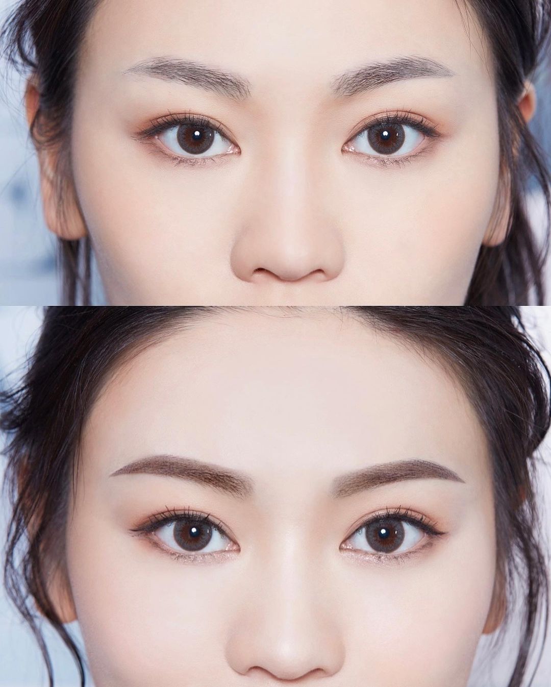 霧眉前後對比。