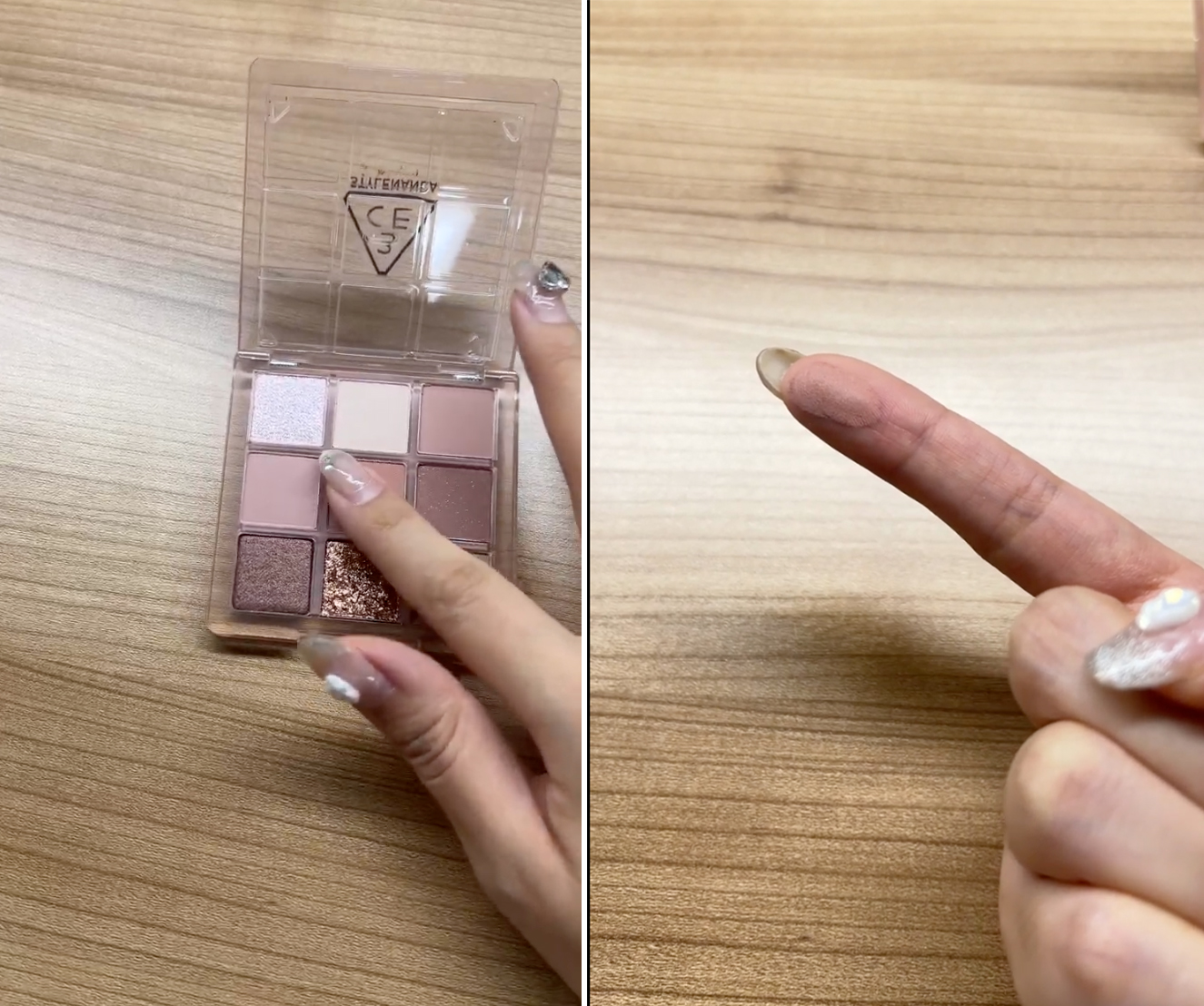 粉質:啞光色粉質細膩,亮片色少許飛粉,但總體算易推開。