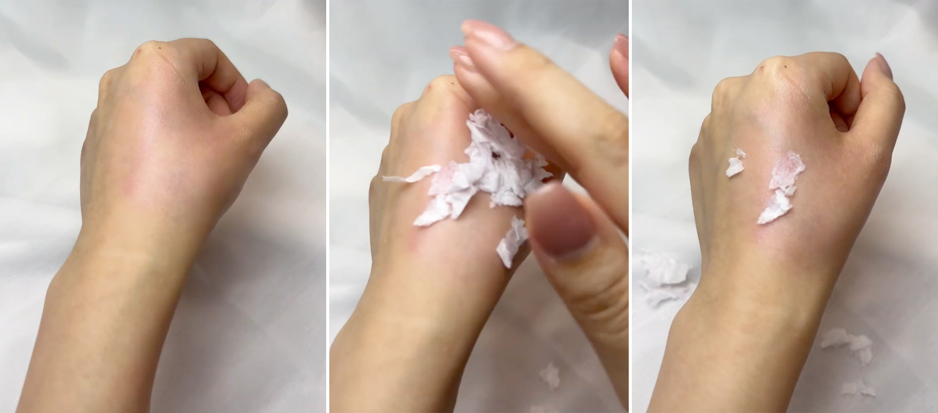 黏笠度：黏笠度低，殘餘少量紙碎。