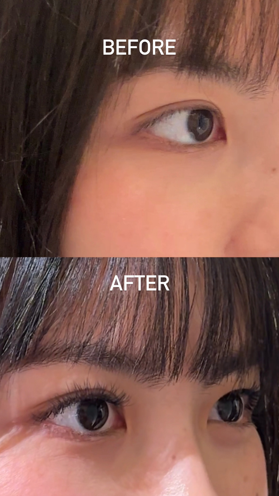 美編美睫後的前後對比。