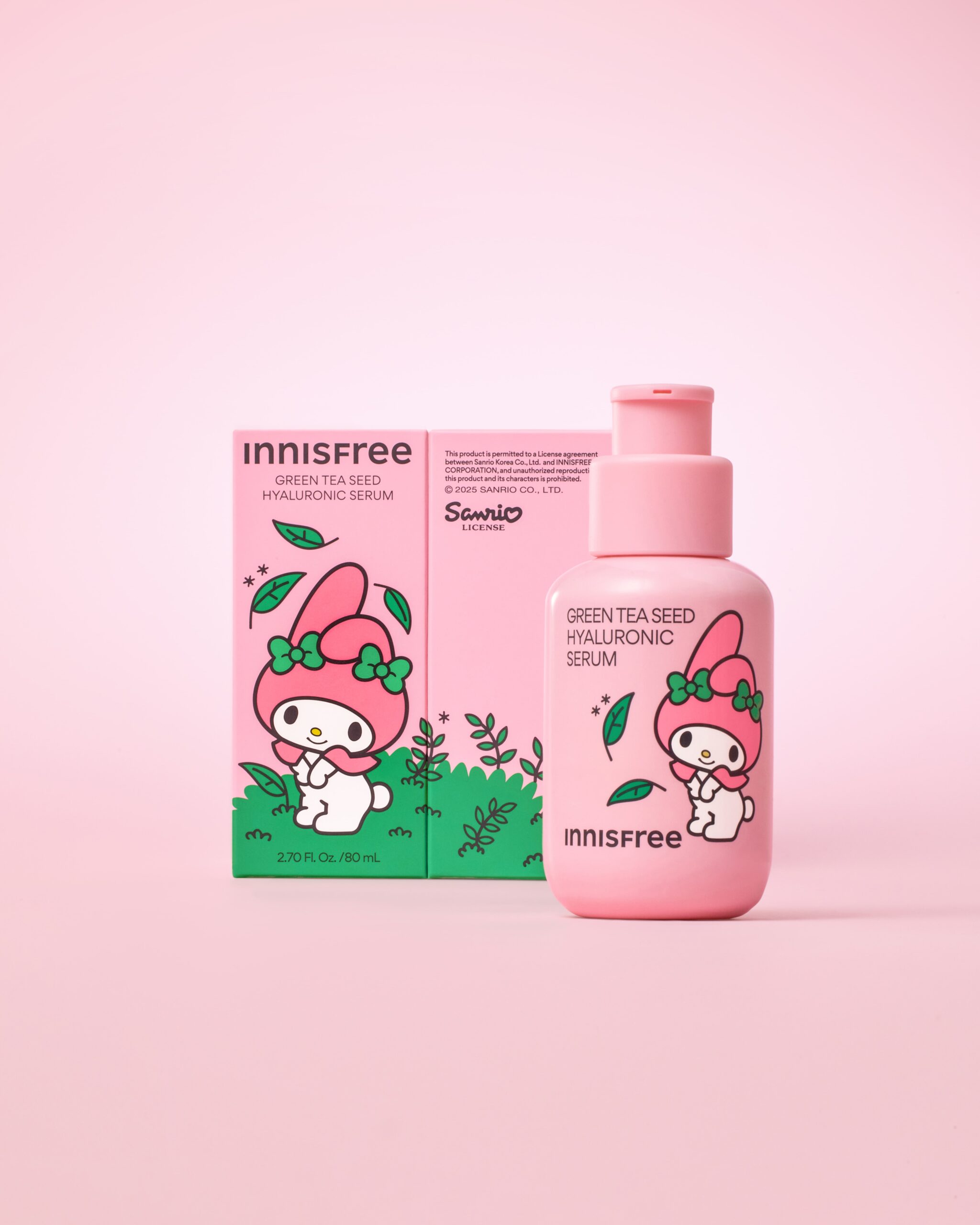INNISFREE My Melody限量版綠茶籽透明質酸注水精華 HK$240/80ml