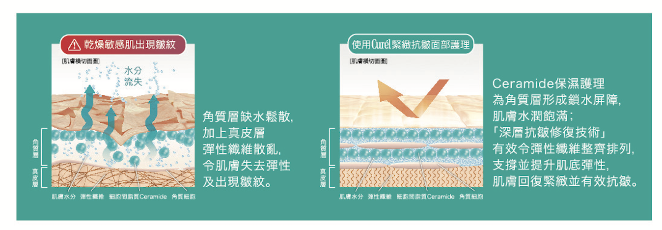 乾敏肌的Ceramide更易流失,所以比一般肌膚更易老化。