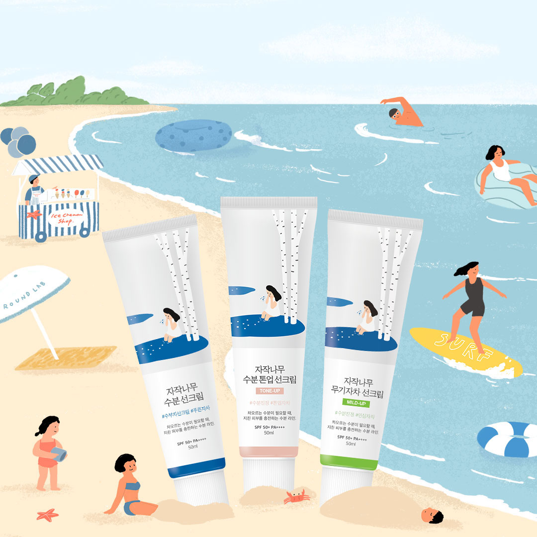 在社群上非常有名的Round Lab白樺樹獨島防曬也是宋智雅的必備單品