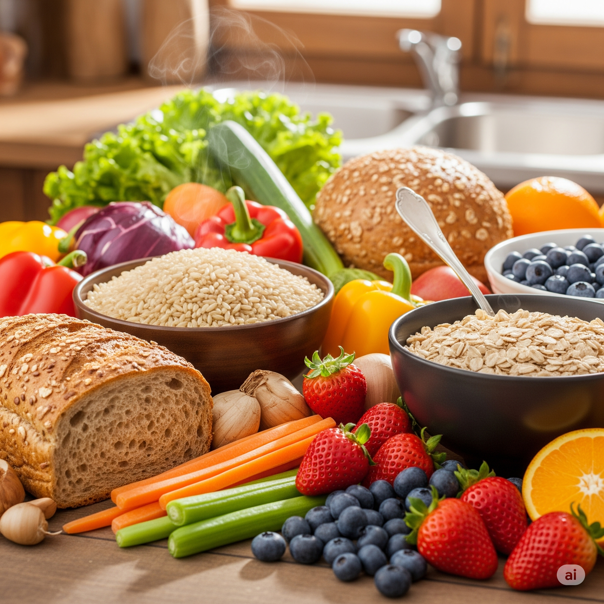 優先選擇低GI(升糖指數)的碳水化合物,如糙米、全麥製品、燕麥等