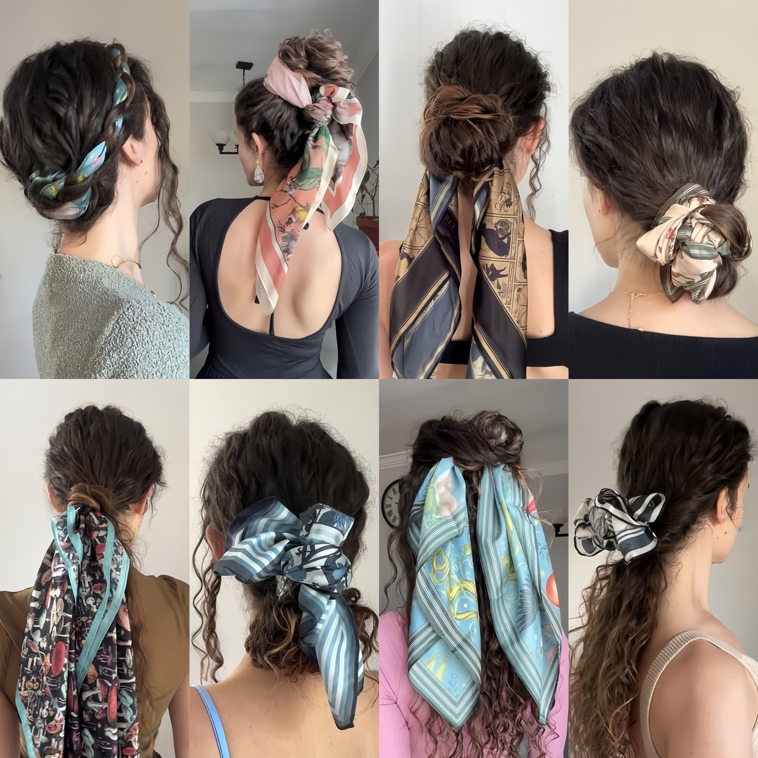 絲巾作髮飾，讓髮型更精致。