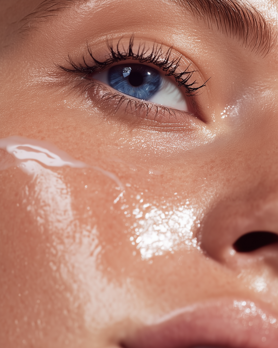 從上下眼瞼由內向外，輕柔按摩。