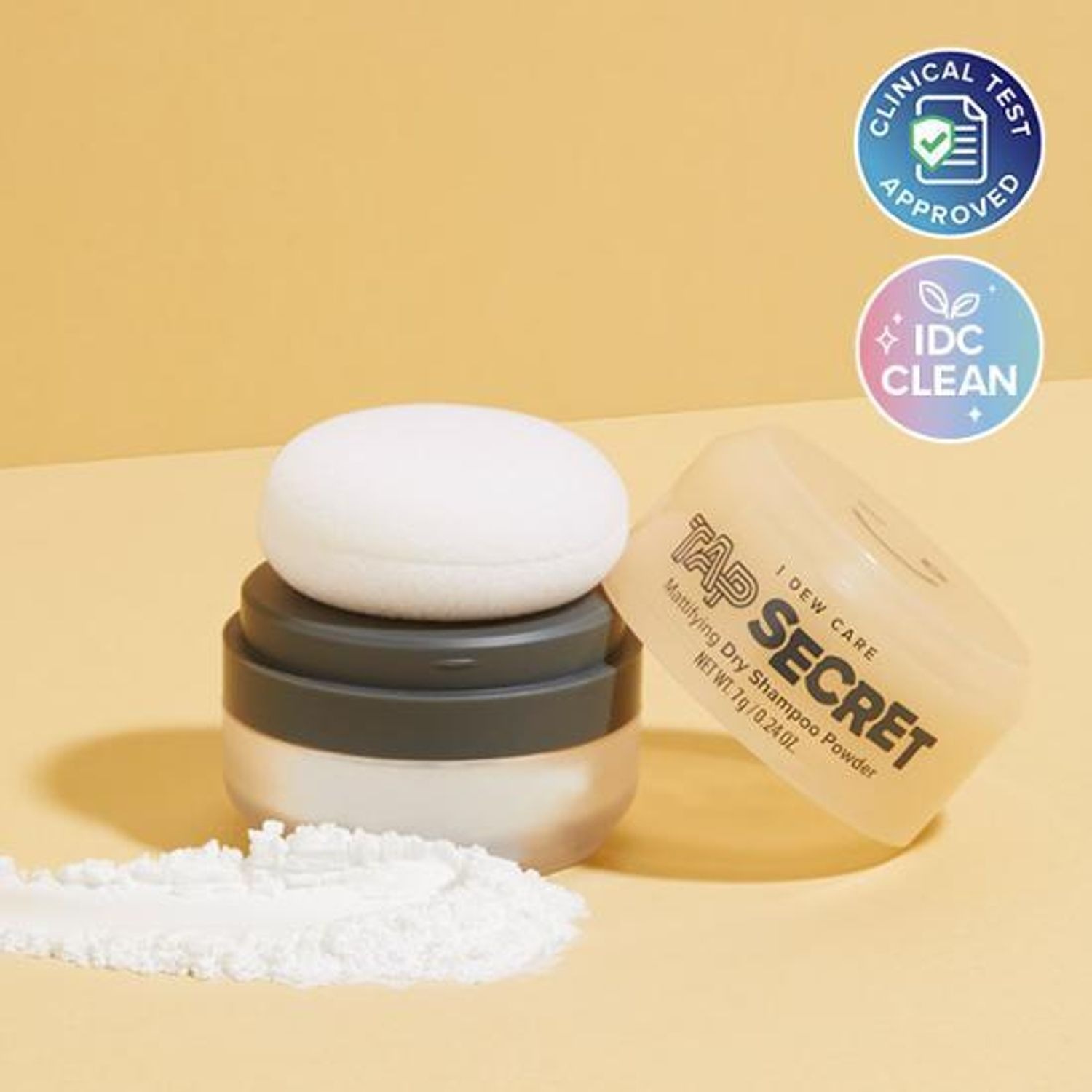 I DEW CARE Tap Secret小巧罐裝的乾洗髮粉，主打吸油、增量、不扁塌