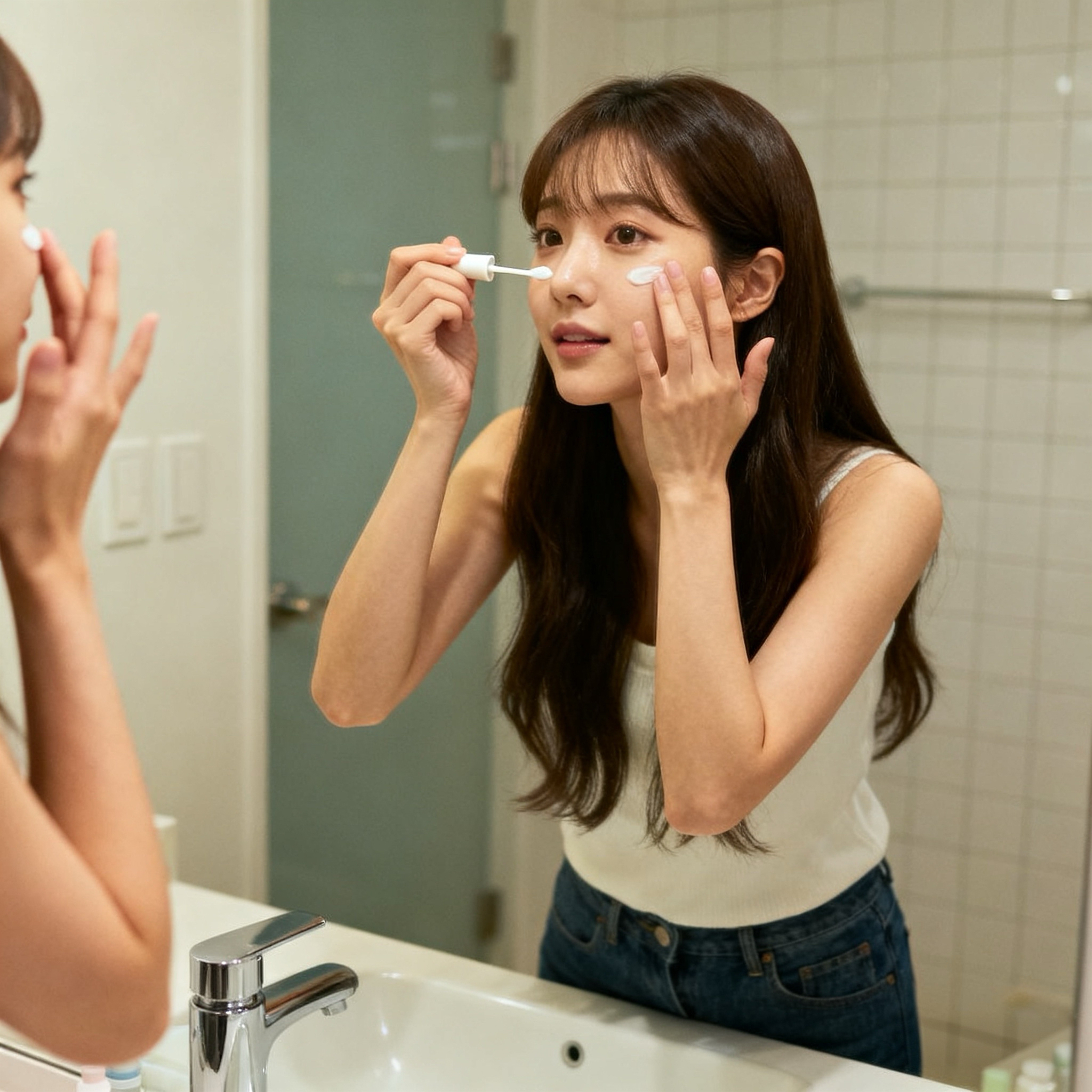 動作要輕柔，避免用力拉扯眼周肌膚。