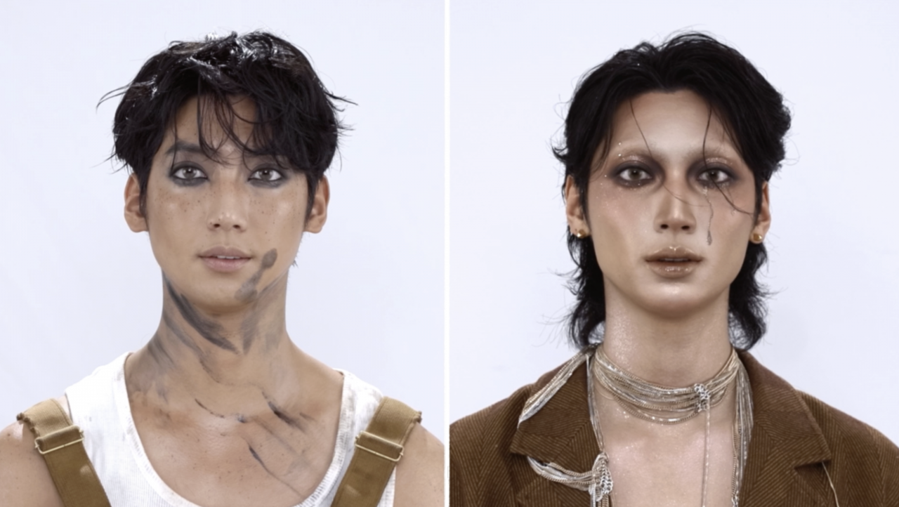 78 / 5,000 兩位參賽者以「Glam Grunge」為主題打造的雙胞胎模特