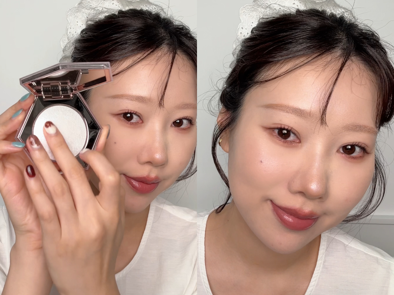 美編上臉Fenty Beauty前後對比。