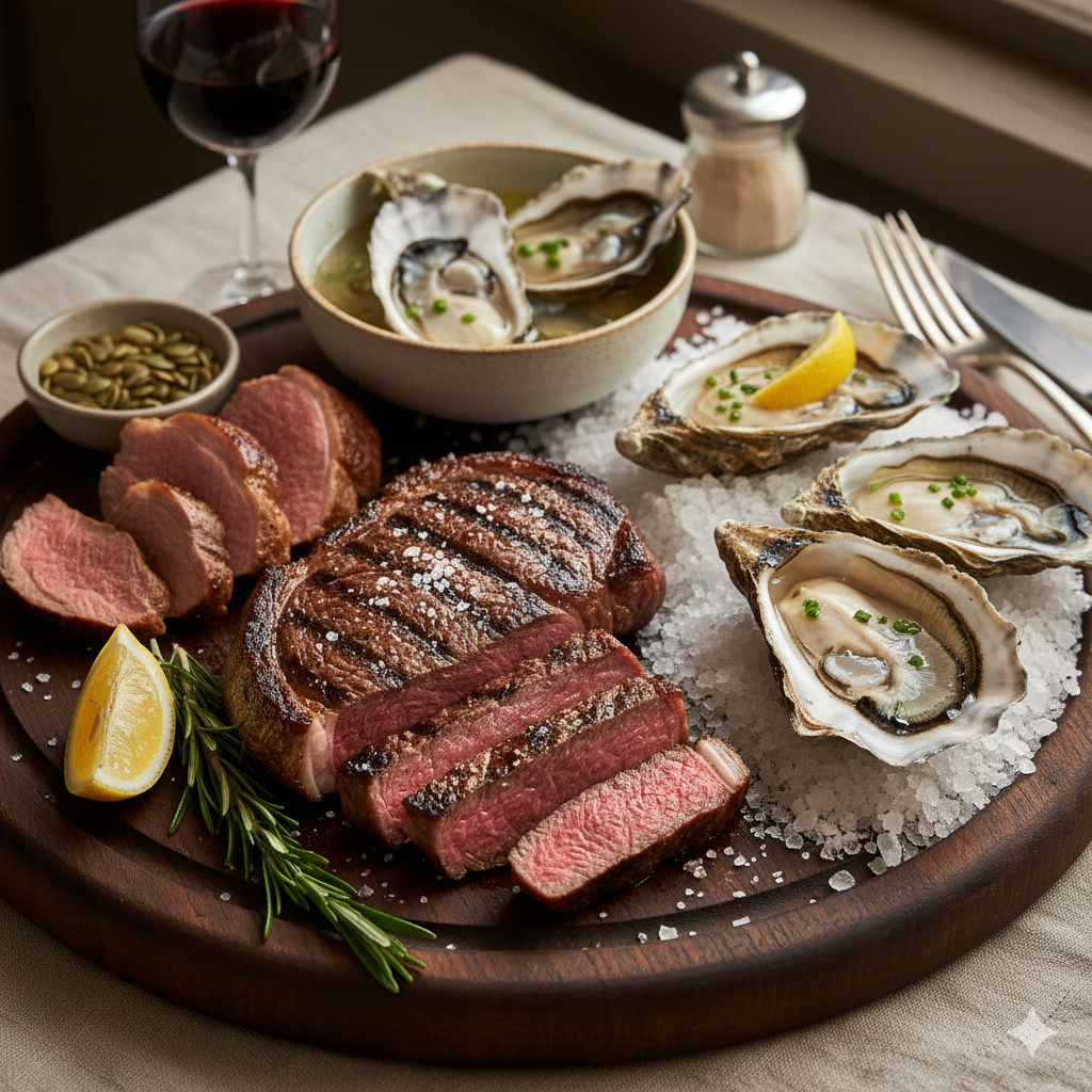 補鋅不是吃得多，而是吃得「精」。像是牡蠣、生蠔、紅肉（牛/羊）可以一週2次