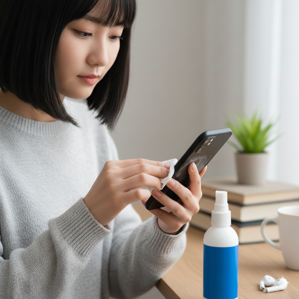 養成每天至少一次使用75%酒精棉片或專用的電子產品清潔液擦拭螢幕的習慣