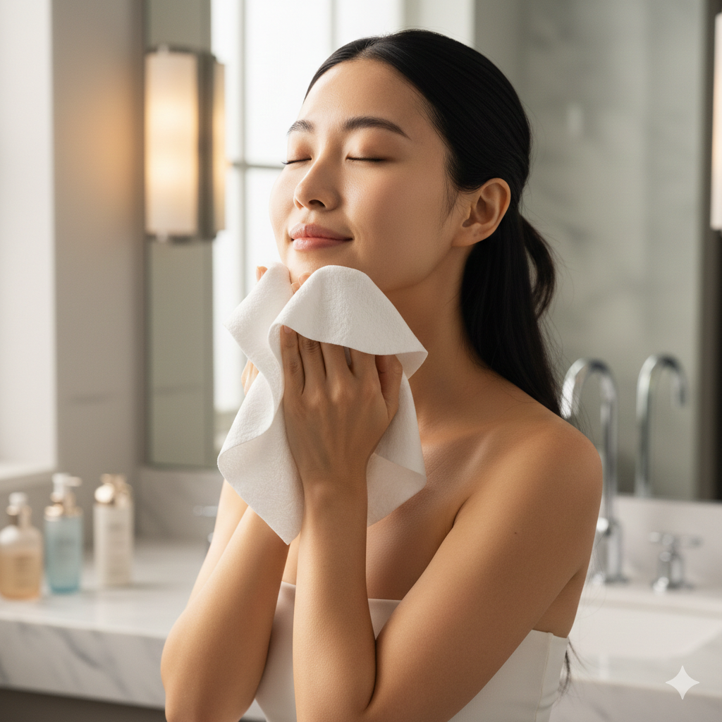 洗臉後請用乾淨的拋棄式洗臉巾「壓乾」水分，避免毛巾上的細菌造成二次感染