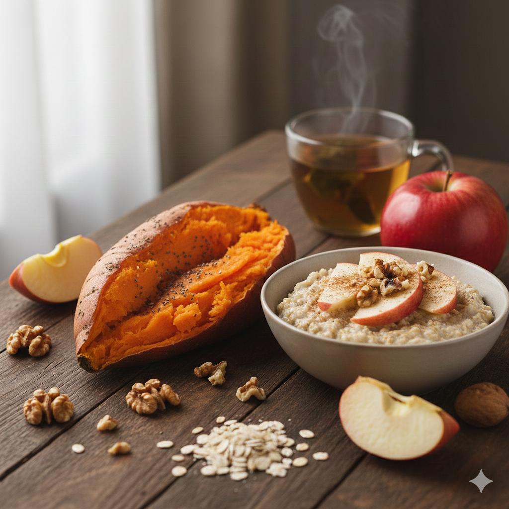 以地瓜、燕麥、或是帶皮的蘋果取代精緻麵粉製品