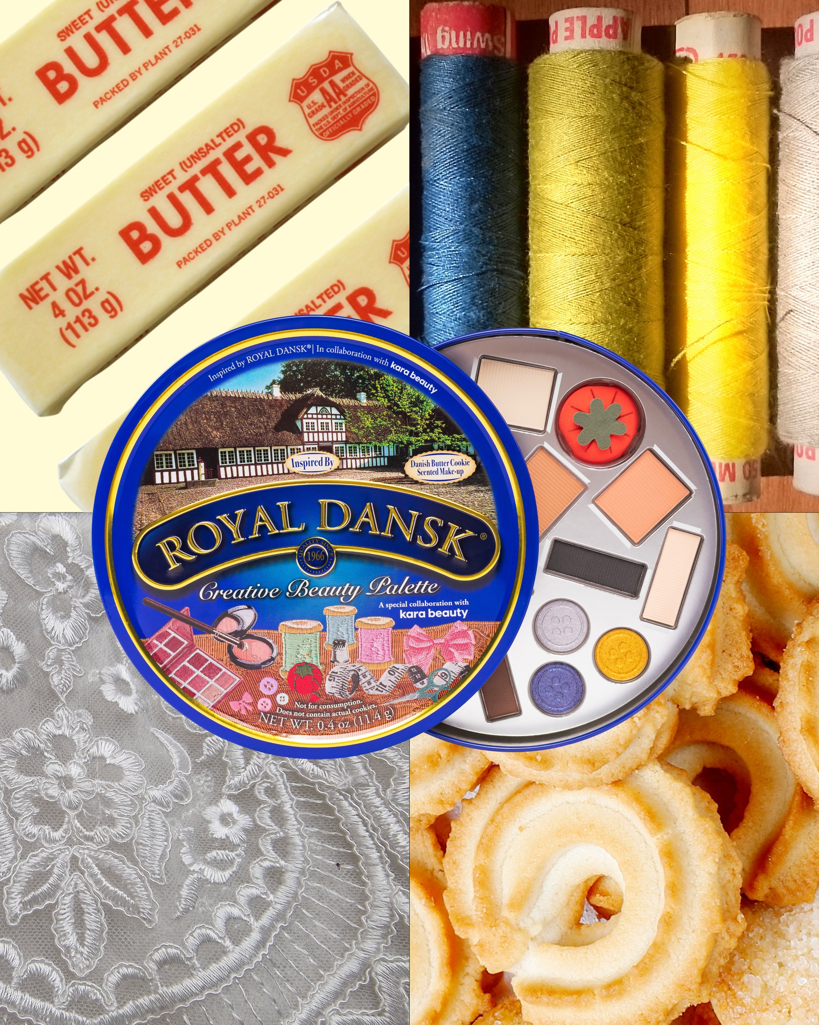 藍罐曲奇餅變眼影盤？ Kara Beauty×Royal Dansk聯名彩妝